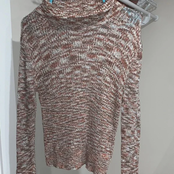 Free People Marled Brown and Cream Turtleneck Sweater - Picture 1 of 3